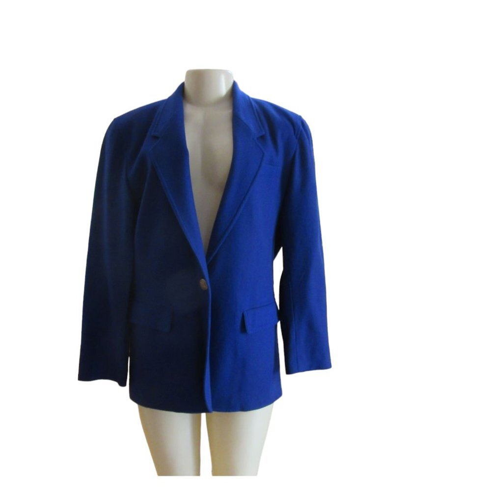 Liz Claiborne 100 Percent Woold Blue Single Breasted Jacket Blazer in Size 8